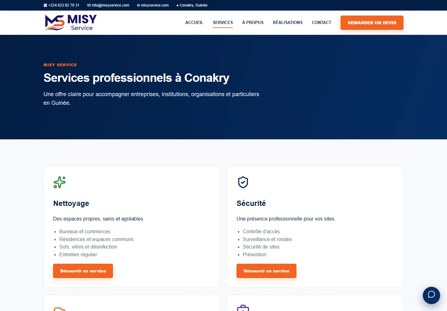 Misy Service services page